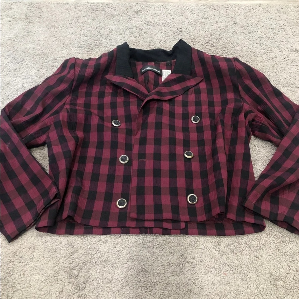 Sag Harbor maroon and black checker blazer size 14